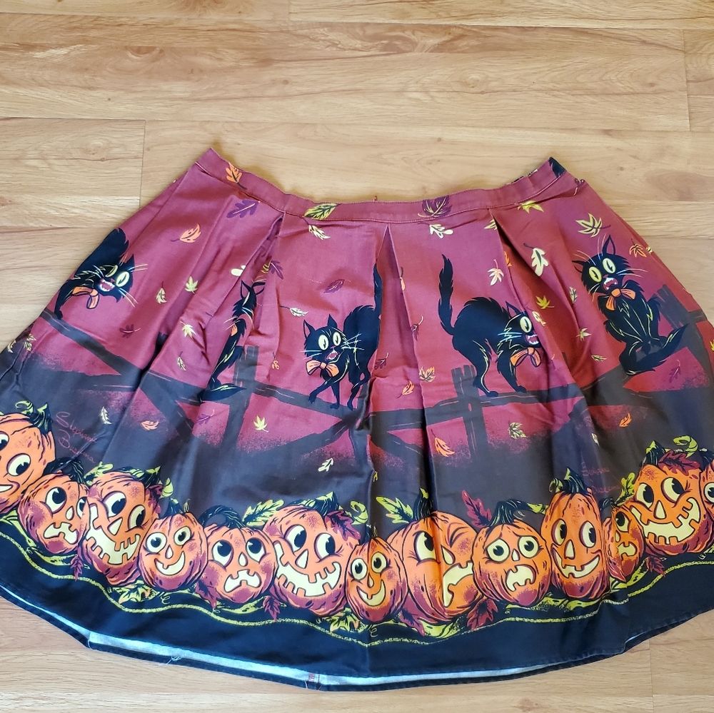 Pinup Girl Clothing Halloween Print Skirt